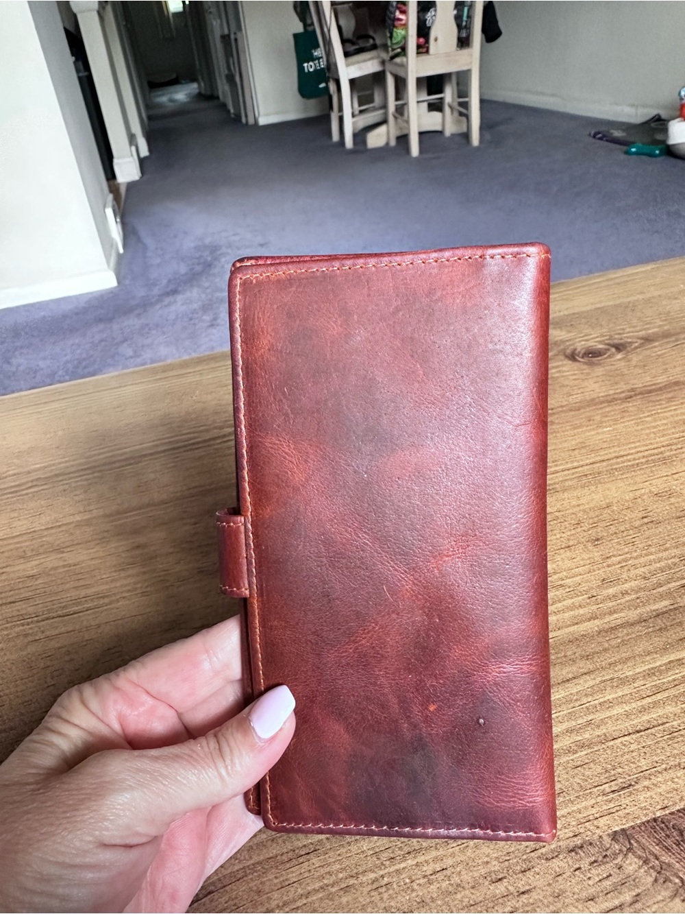 Women's Rustic Brown Genuine Leather Wallet/Checkbook - Picture 2 of 4